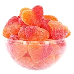 Halal sweets sugared peach hearts 100g