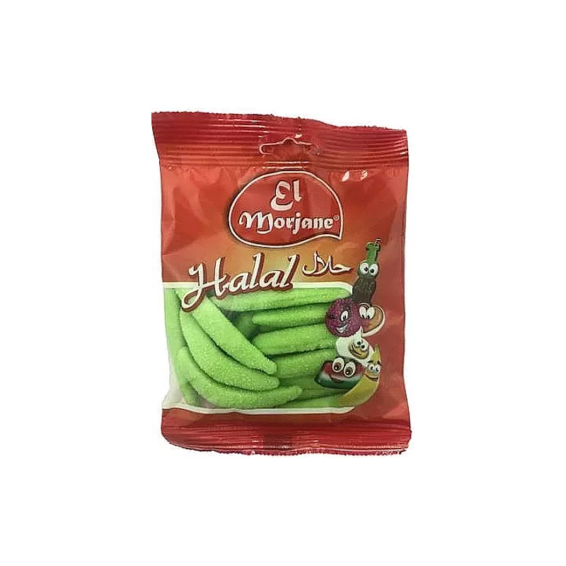 Bonbon halal bananes vertes sucrées 100g