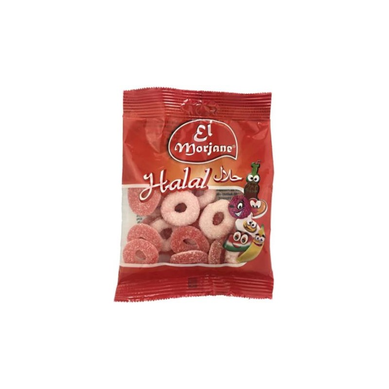 Bonbon halal ronds de fraises acidulés 100g