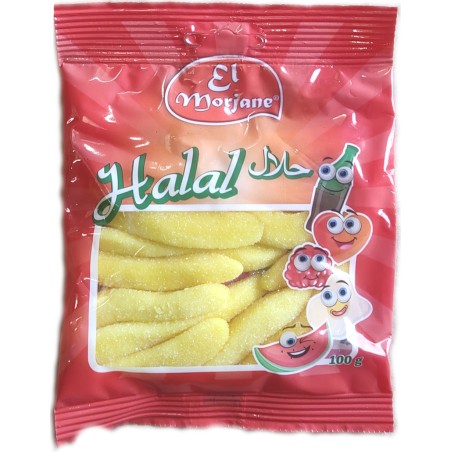 Halal sweets sugared yellow bananas 100g